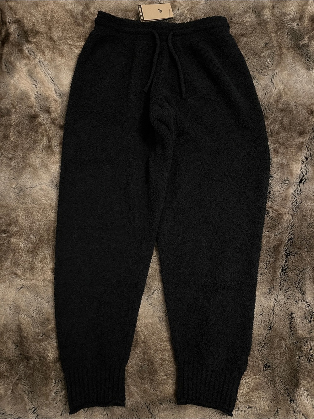 Nike Boucle Jogger Pants Womens M Phoenix Cozy Knit Black oversized fz1703 $115